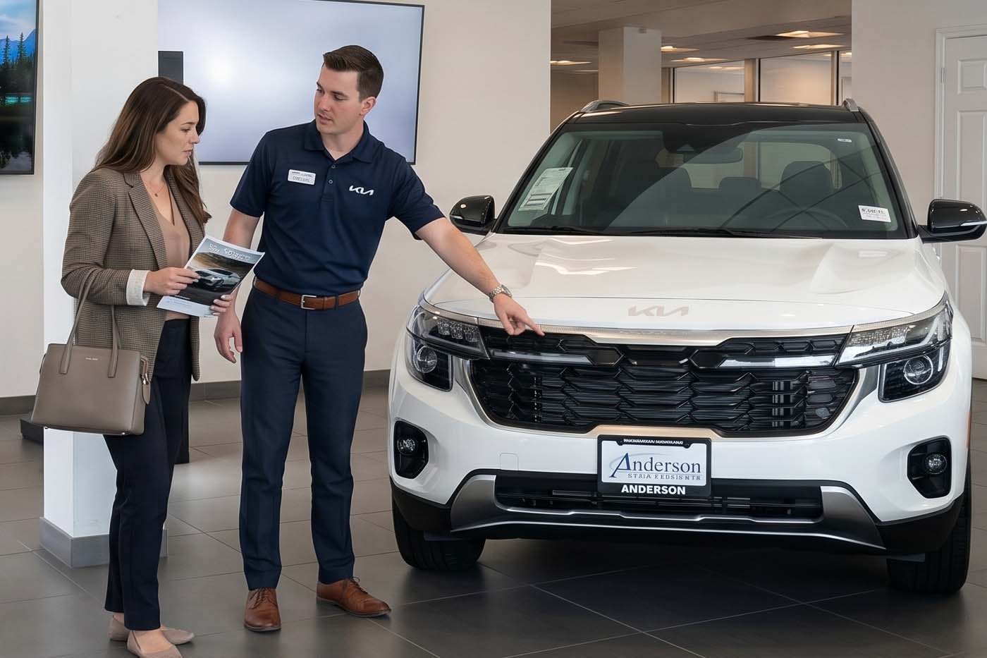 Customer trading in vehicle at Kia of Grand Island